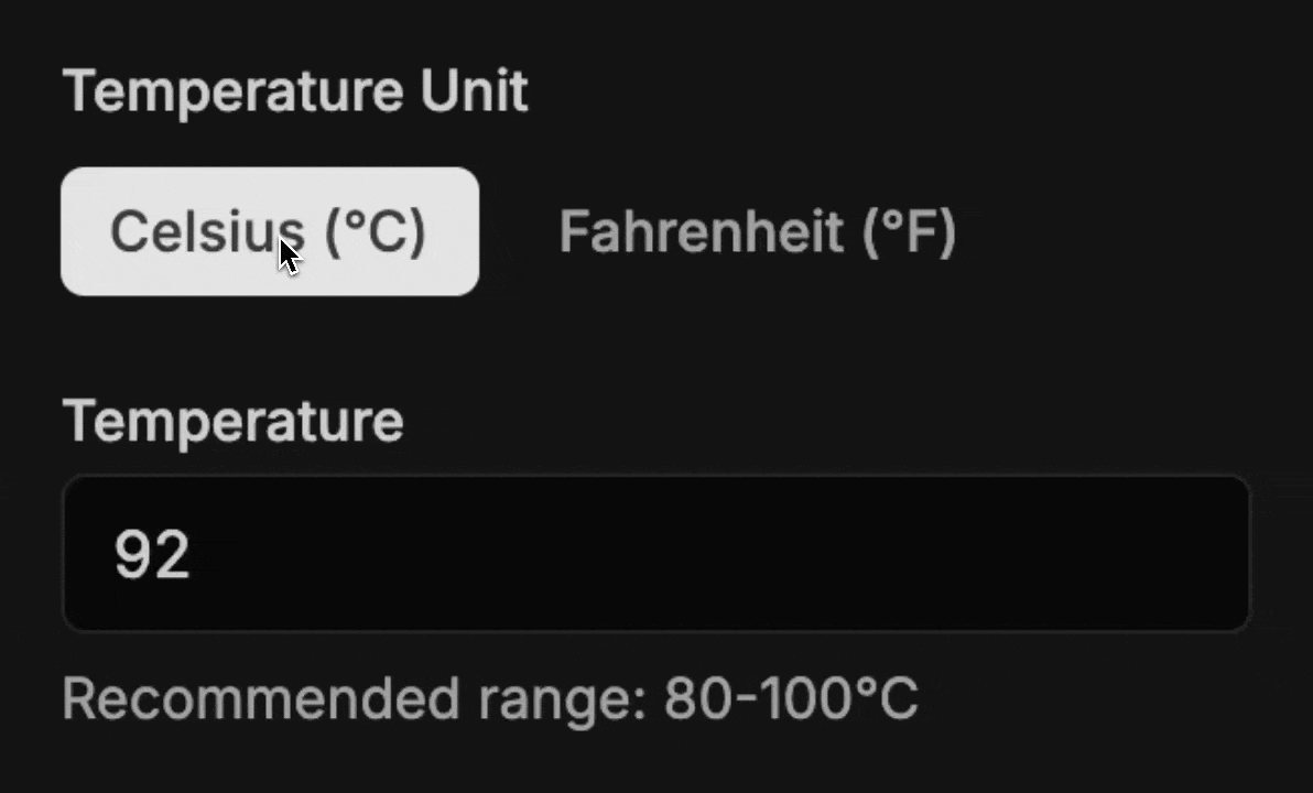 Setting preferred temperature unit Setting preferred temperature unit